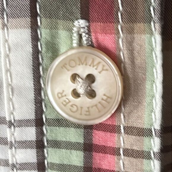 Tommy Hilfiger Shirt Dress with Belt Multi Colored Ruched tie cap Sleeves SZ SP - Picture 5 of 11